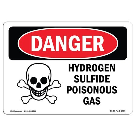 SIGNMISSION OSHA Danger Sign, 7" Height, 10" Width, Rigid Plastic, Hydrogen Sulfide Poisonous Gas, Landscape OS-DS-P-710-L-1369